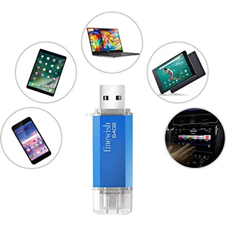 Geweo Type C USB Stick 64GB, 2-in-1 USB 2.0 Speicherstick mit Dual-Anschlüssen für MacBook Pro, Android-Handy, Laptop, Blau – Bild 5