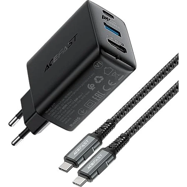 ACEFAST Wall Charger A17, 65 W GaN + USB-C Kabel (Black) – Bild 3