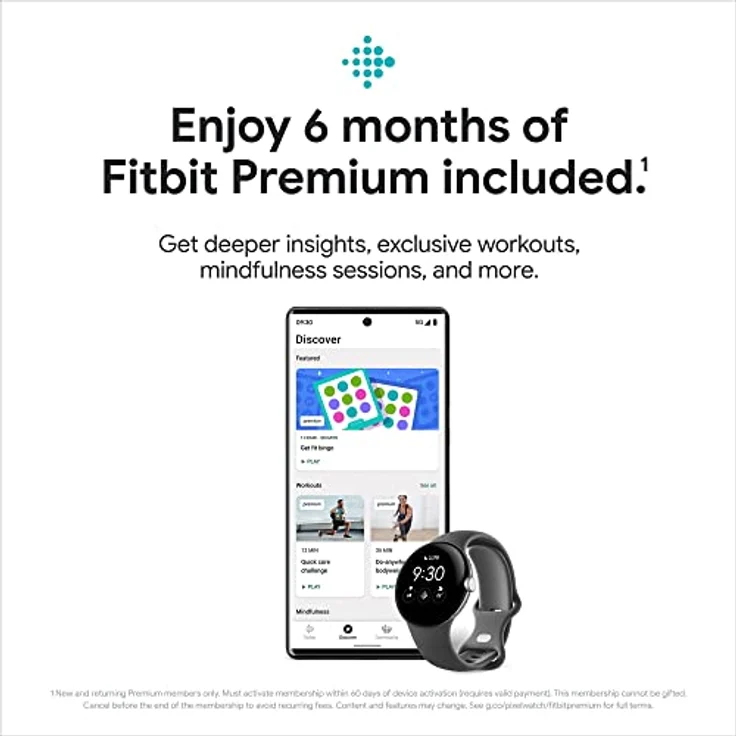 Google Pixel Watch – Android smartwatch with Activity Tracking Heart Rate Polished Silver Stainless Steel case Chalk Active Band, LTE, Silver with Chalk Strap, Einheitsgröße – Bild 5