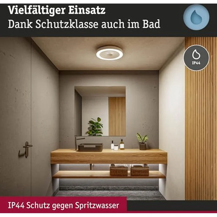 Paulmann WD Volea IP44 W/D dim LED 25W 400mm Weiß Silber 230V Kunststoff 71179 - Stilvolle Decken- und Wandbeleuchtung mit Tiefeneffekt – Bild 3