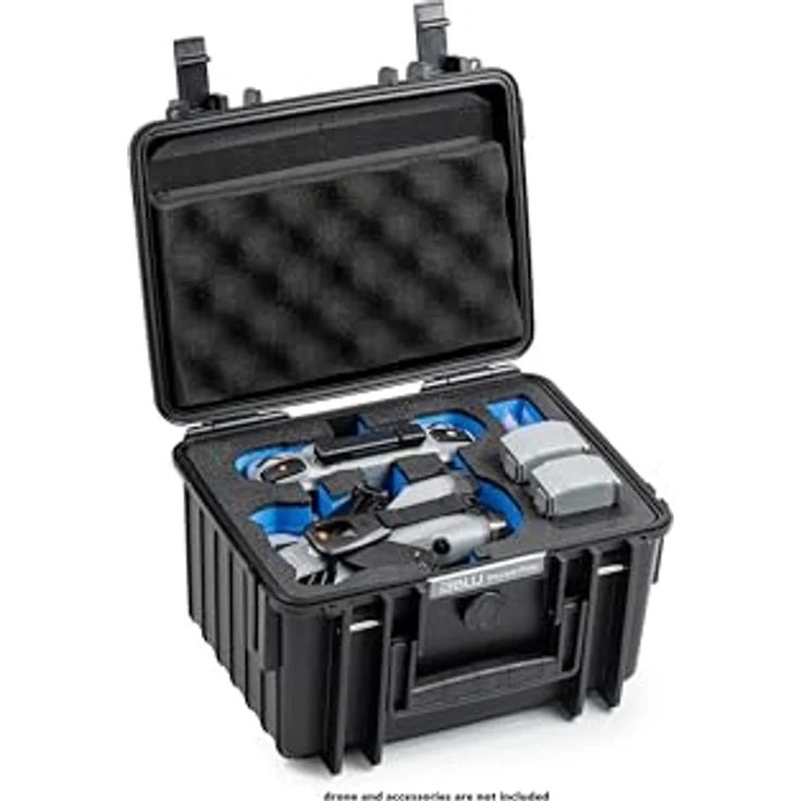 B & W International Transportkoffer für DJI Mini 5 Pro, wasserdicht und stoßfest, mit Hartschaumanlage, schwarz/blau – Bild 2