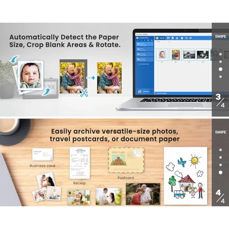 Plustek ePhoto Z300, Dokumentenscanner mit automatischer Scanfunktion und Bildbearbeitungssoftware, weiß/blau – Bild 3