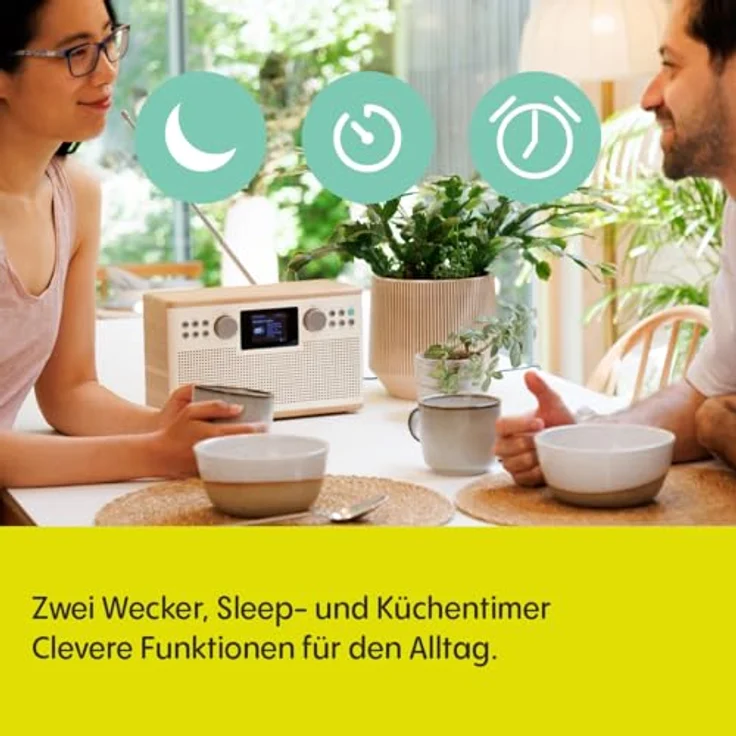 Pure Classic H6 Hi-Fi Stereoanlage, DAB+ UKW Radio mit Bluetooth 5.3, USB-A, AUX, 2x15 W, 80 Speicherplätze, Baumwollweiß/Eiche – Bild 5