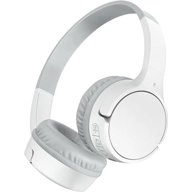 Belkin SoundForm Mini Bluetooth-Kinderkopfhörer mit Mikrofon, lustigen Aufklebern & 30 Std. Wiedergabe - Over-Ear-Headset für iPhone, iPad, Galaxy - Weiß – Bild 1