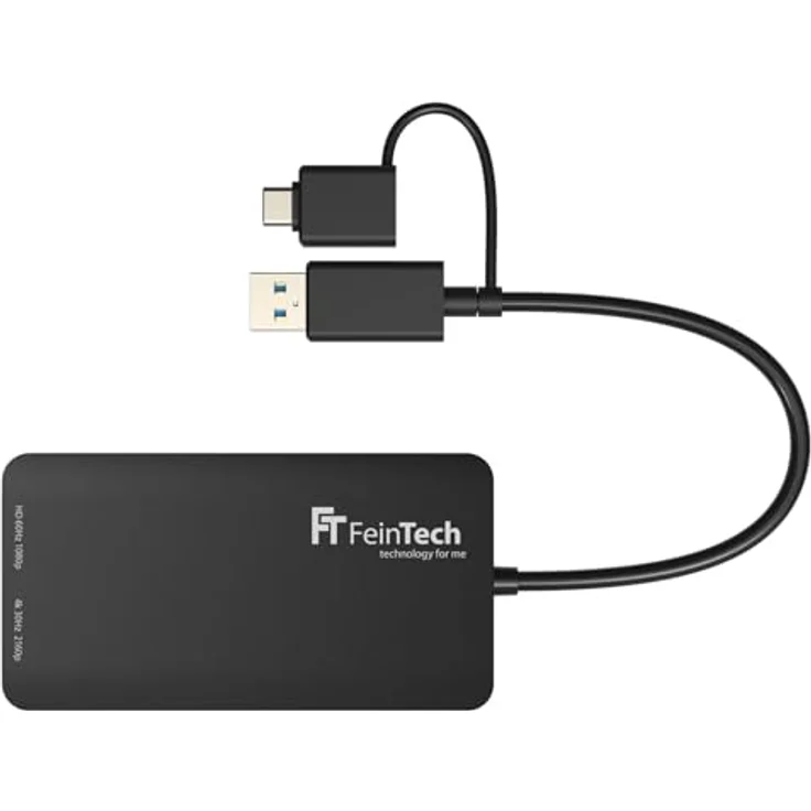 FeinTech CX200 USB Dual HDMI Adapter Splitter, 2 Monitore gleichzeitig, 1920x1080 @ 60Hz und 3840x2160 @ 30Hz für PC & Mac – Bild 3