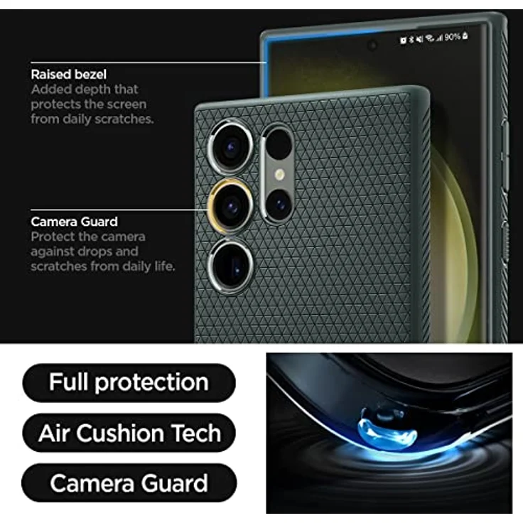 Spigen Liquid Air Hülle Kompatibel mit Samsung Galaxy S23 Ultra 5G -Abyss Green - Gemustertes TPU, Eckschutz, Spider Web Design, Schutzrand, Maßgeschneidert – Bild 4