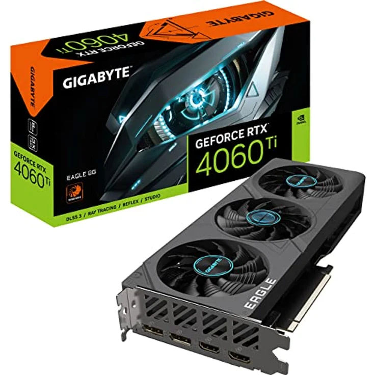 Gigabyte GeForce RTX 4060 TI Eagle 8GB Grafikkarte - 8GB GDDR6 18Gbps 128bit, PCI-E 4.0, 2X DisplayPort 1.4, 2X HDMI 2.1a, NVIDIA DLSS 3, unterstützt 4K, Ada Lovelace Arch, GV-N406TEAGLE-8 GD – Bild 1