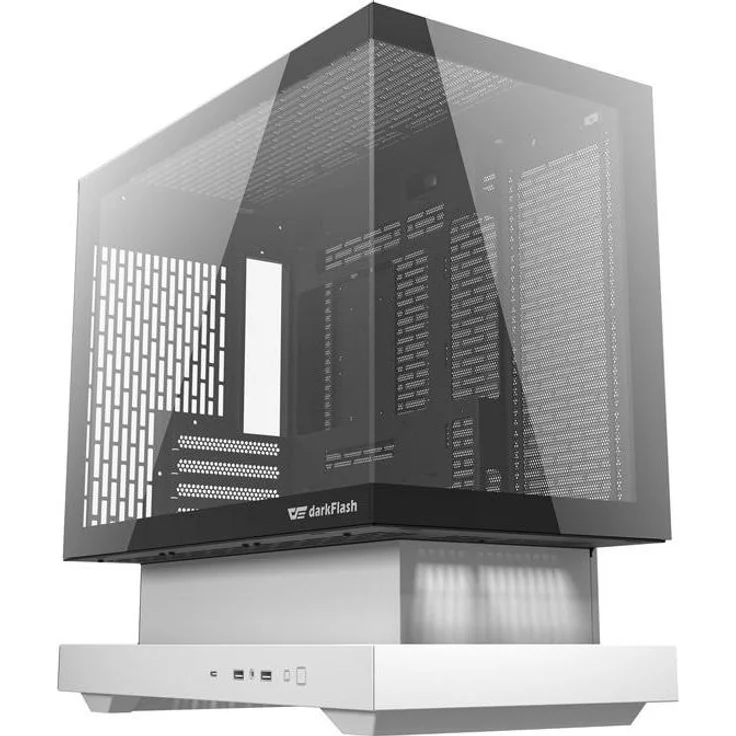 Darkflash Tech Darkflash F1 Midi-Tower PC-Gehäuse (Weiß) mit 6 ARGB-Lüftern, kompatibel mit M-ATX/ITX, 350 mm Grafikkarten, USB Typ C.