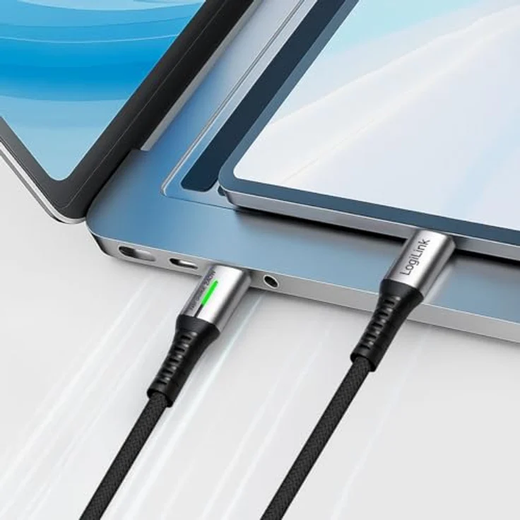 LogiLink CU0443 USB3.2 Kabel USB-C M/USB-C M, 240W Power Delivery, 4K 60Hz, 1,5m, schwarz, mit LED-Anzeige und Metallsteckern – Bild 6