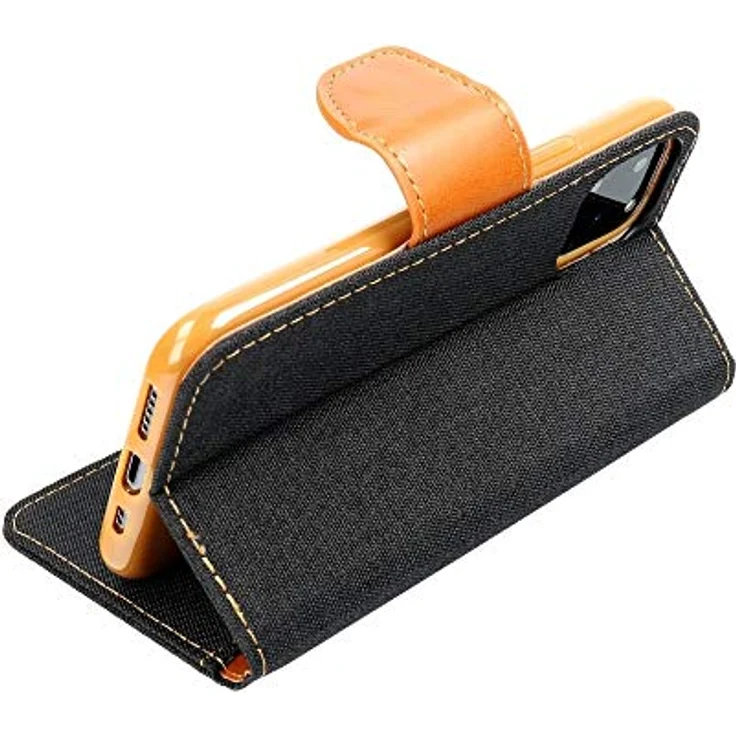 COFI 1453 Elegante Handy Hülle Canvas Buchholster kompatibel mit Samsung Galaxy S24 Ultra Schwarz – Bild 2