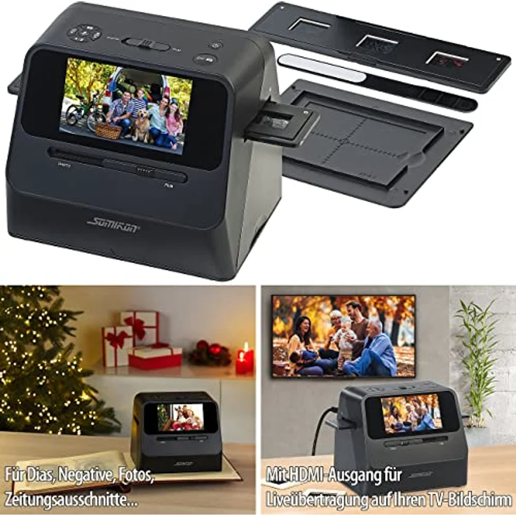 Somikon Fotoscanner: 3in1-Foto-, Dia- & Negativscanner mit 22 MP und HDMI-Ausgang, Akku (Bildscanner) – Bild 2