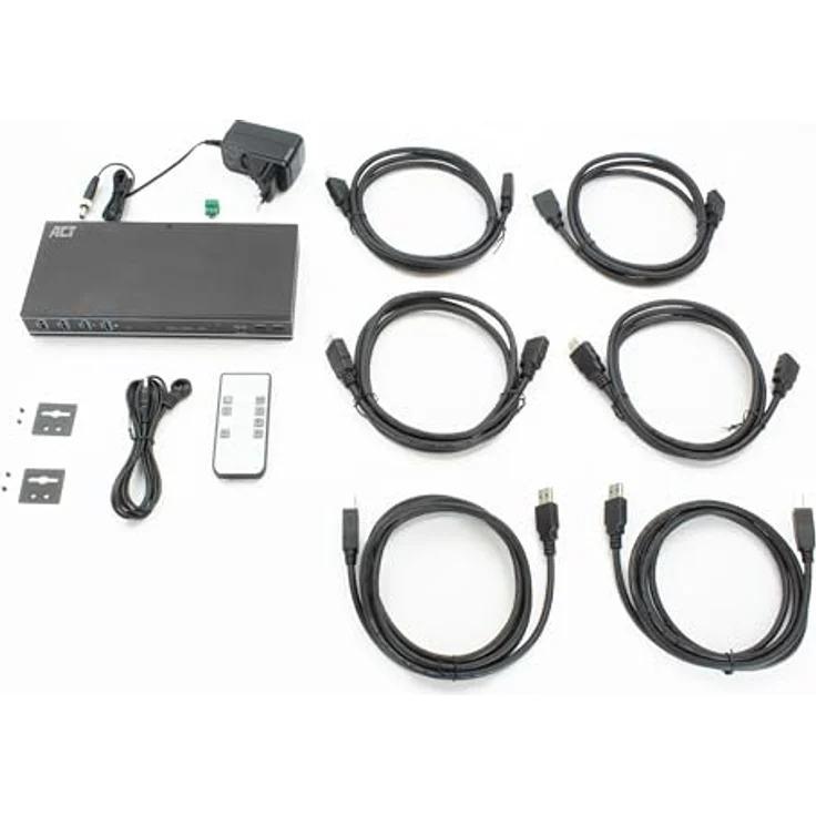 ACT KVM Switch 2 PC 2 Monitore, 4K@60Hz, HDMI Switch, 4-Port USB 3.0, HDCP 2.3, mit HDMI und USB-Kabeln, Fernbedienung, Montagebügel Büro - AC7914 in Schwarz – Bild 5