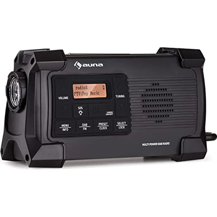 Auna Patagonia DAB+ Outdoor-Radio, DAB/DAB+ und FM, Solar-Akku, wasserdicht, mit Taschenlampe und Notfall-Sirene – Bild 1