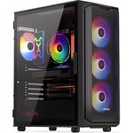 KRUX Orona PC Gehäuse, Luftdurchlässige Frontplatte, 4x120mm ARGB-Lüfter, Seitliche Glasscheibe mit Scharnieren, Schwarz | KRXD003