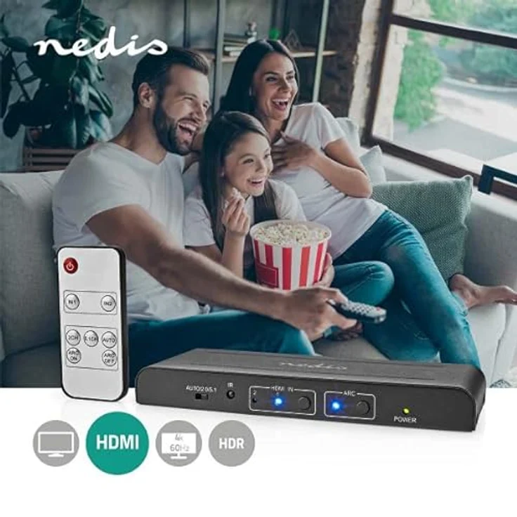 Nedis HDMI ™ Extractor | HDMI™ Eingang | TosLink Buchse / 2X HDMI™ Ausgang / 2X RCA / 3.5 mm | Maximale Auflösung: 4K@60Hz | 18 Gbps | Metall | Anthrazit | Box – Bild 3