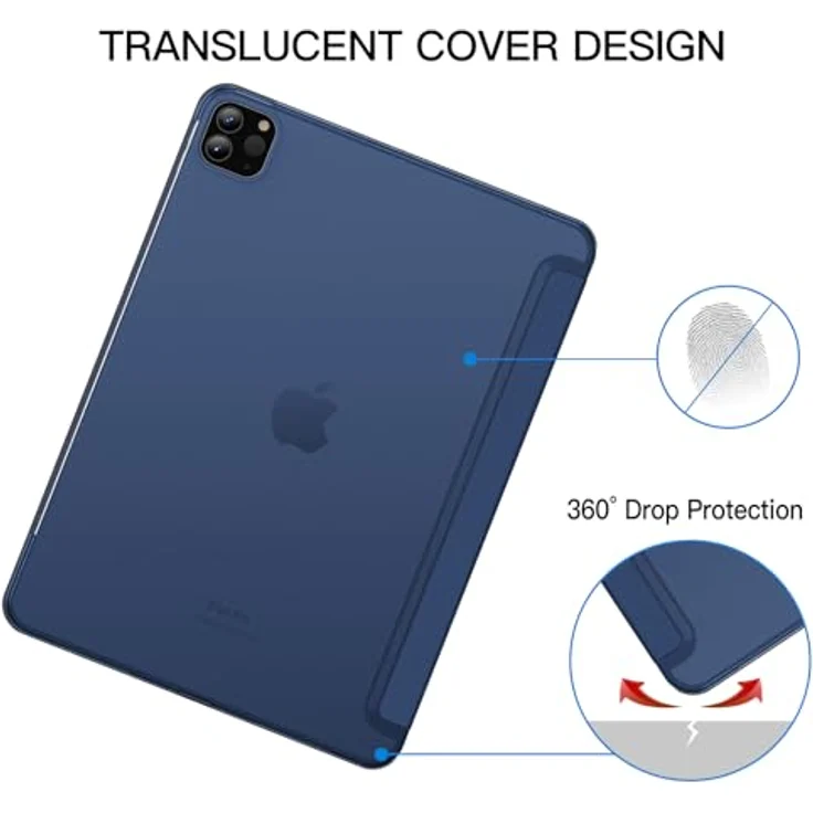 JETech Hülle für iPad Pro 11 Zoll 2022/2021/2020/2018, Unterstützung Pencil-Aufladung, intelligente Schlaf-/Wachfunktion, Tief Navy – Bild 4