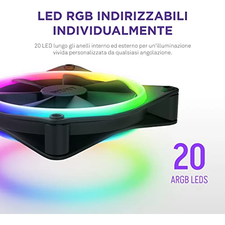 NZXT F120 RGB Duo Triple Pack - 3 x 120mm doppelseitiger RGB-Lüfter mit RGB-Controller – 20 einzeln adressierbare LEDs – Ausgeglichener Airflow und statischer Druck – Schwarz – Bild 3
