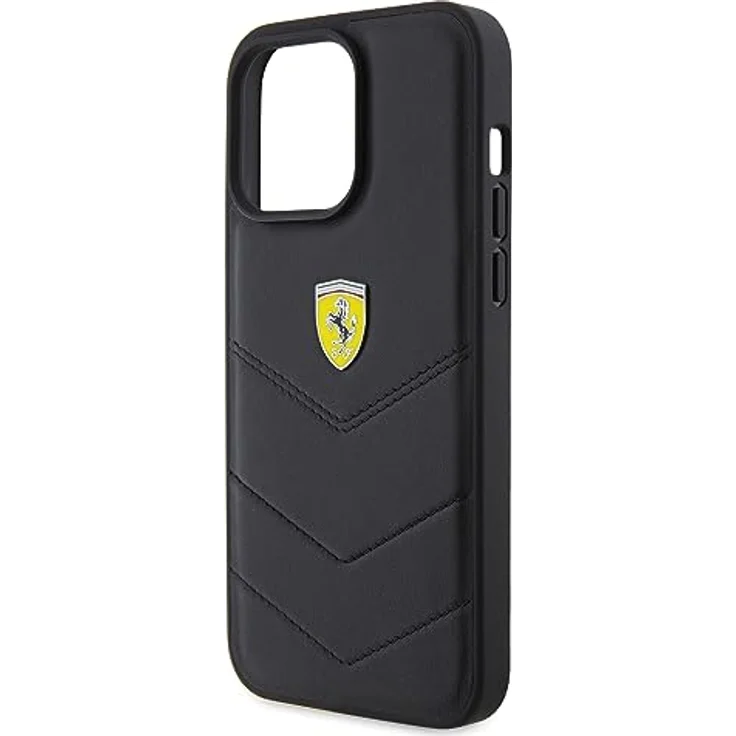 Ferrari FEHCP15XRDUK Hülle für iPhone 15 Pro Max 6.7" Schwarz, Echtleder hardcase mit Quilted Design und Metall-Logo – Bild 5
