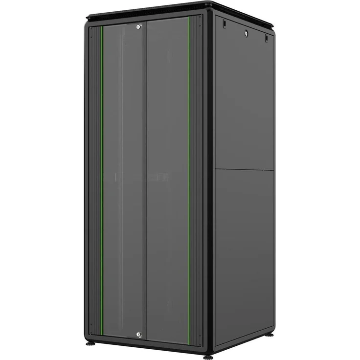 Logon RDL36U88BL, 36U freistehendes 19 Zoll Rack, 600 kg Tragfähigkeit, Schwarz, IP40, abnehmbare Seitenteile, verbessertes Kabelmanagement, Sperrschloss