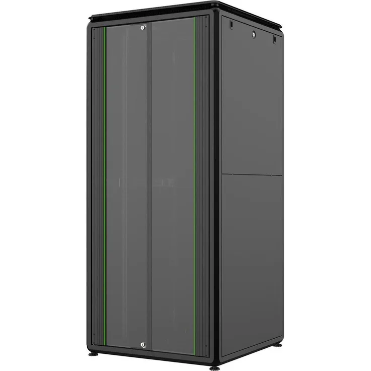 Logon RDL36U88BL, 36U freistehendes 19 Zoll Rack, 600 kg Tragfähigkeit, Schwarz, IP40, abnehmbare Seitenteile, verbessertes Kabelmanagement, Sperrschloss
