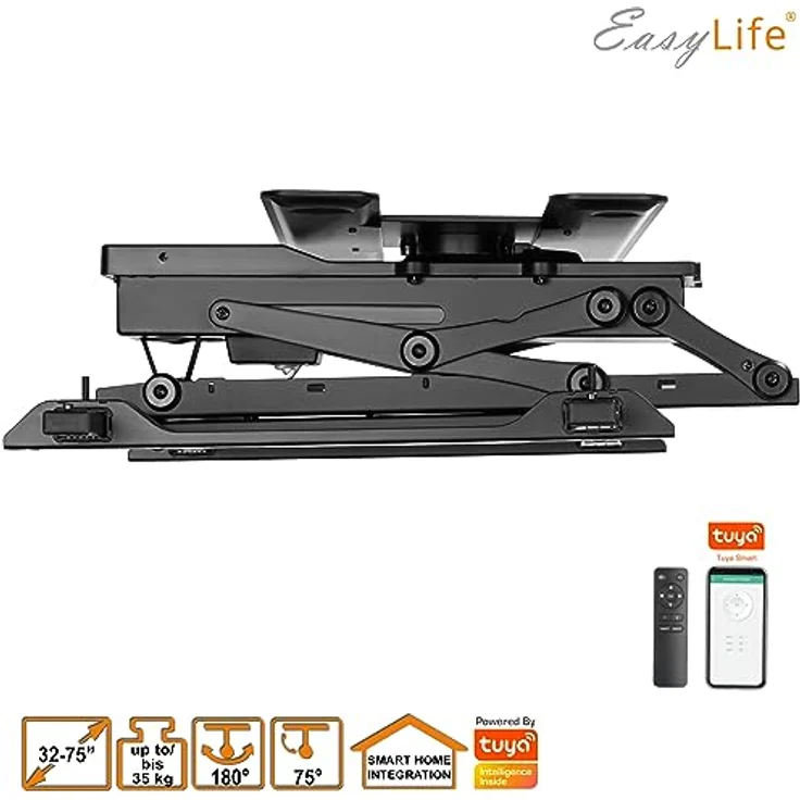 EasyLife TV Deckenhalter elektrisch drehbar für 32-75 Zoll, VESA bis 600x400, smarte Steuerung mit Fernbedienung, schwarz – Bild 5