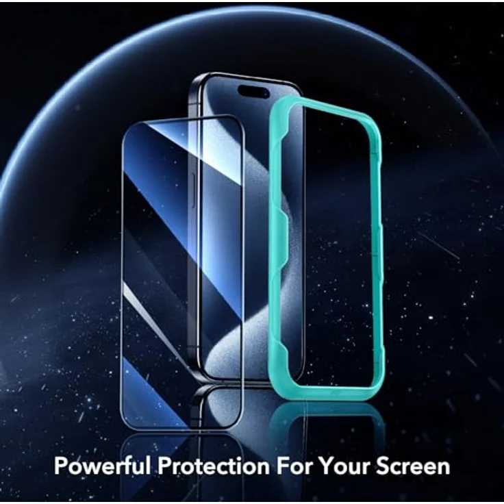 ESR Panzerglas für iPhone 15 Pro, gehärtete Displayschutzfolie 3 Stück, 9H Härte, HD klar, blasenfreies Anbringen, vollständiger Displayschutz – Bild 2