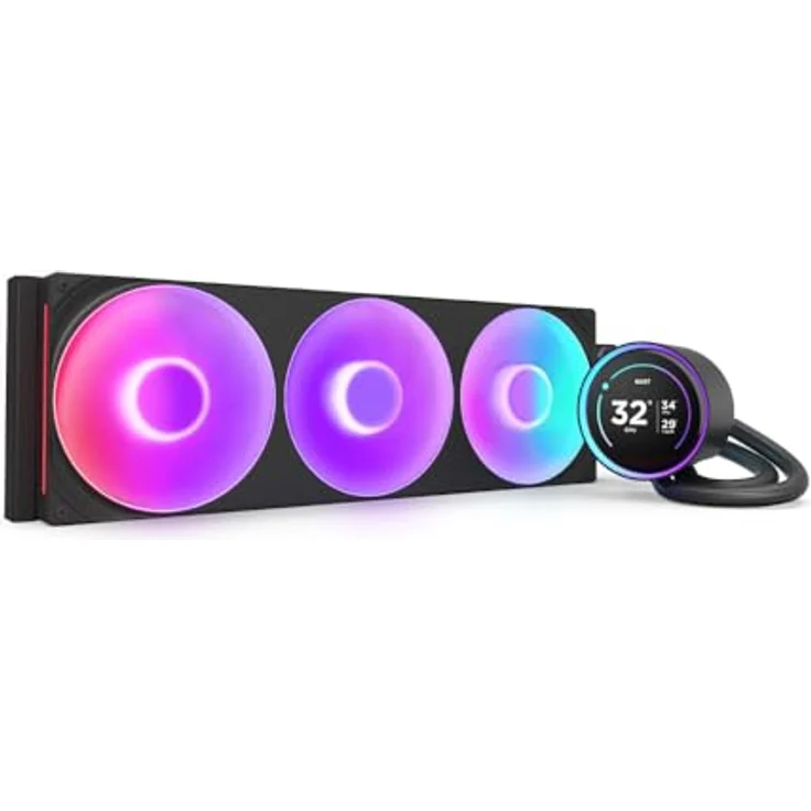 NZXT Kraken Elite 420 RGB 2025, AIO CPU Flüssigkeitskühler mit 420mm Radiator, 2,72" IPS LCD und F420 RGB Core Lüfter, kompatibel mit AMD® AM5/AM4 und Intel® LGA 1851/1700/1200/115X, Schwarz – Bild 1