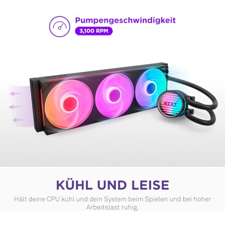NZXT Kraken 360 RGB, AIO CPU-Flüssigkeitskühler mit anpassbarem LCD-Display und hohen Lüfterleistungen, Schwarz – Bild 3