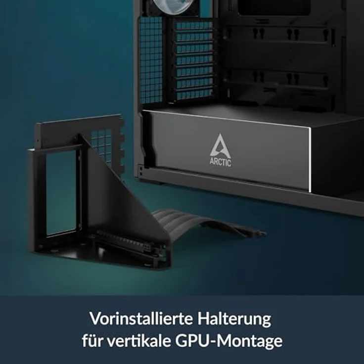 Arctic Cooling ACPCC00016A, Midi Tower PC-Gehäuse mit Sichtfenster, unterstützt ATX, Schwarz, Platz für bis zu fünf 120 mm Lüfter – Bild 2