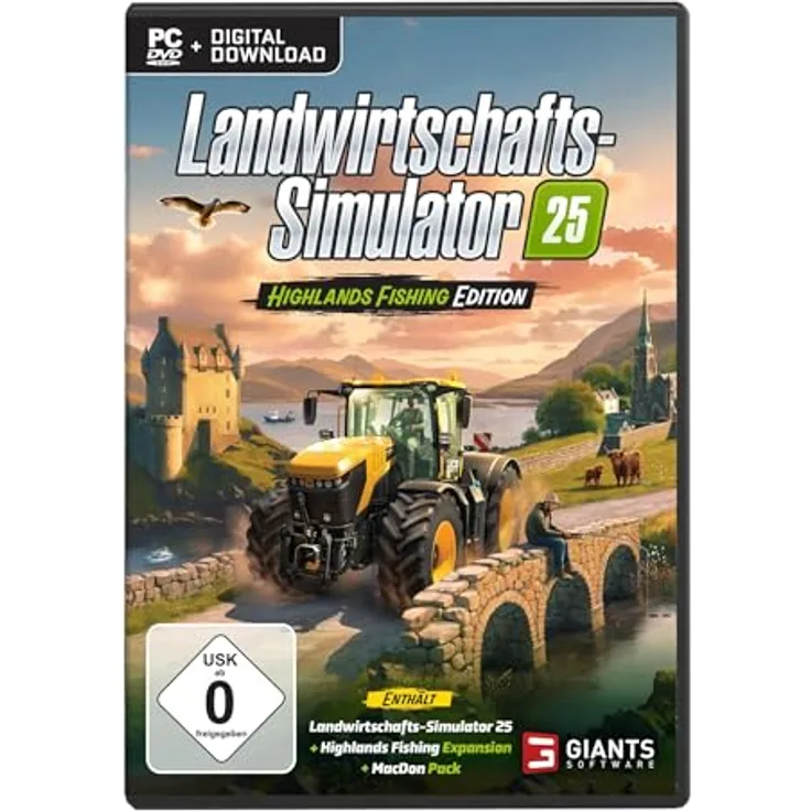 Giants Software Landwirtschafts-Simulator 25: Highlands Fishing Edition PC, CD-ROM mit 26 Feldfrüchten, 4 Karten und Aquakultur Features