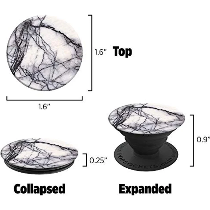 PopSockets - Ausziehbarer (Nicht Austauschbarer) Sockel und Griff für Smartphone und Tablet - White Marble – Bild 3