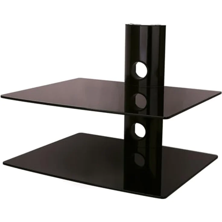 NEG Multimedia TV-Rack Suspender 502B (schwarz) mit 2 Glas-Ablagen und Kabelmanagement-System – Bild 1