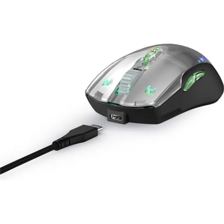 uRage Gaming-Maus Reaper 515 Illuminated, kabelgebundene Maus mit 9 programmierbaren Tasten, bis zu 12.000 DPI, superleichte 78 g Gewicht, RGB-Beleuchtung, Gaming-Software, in schwarz