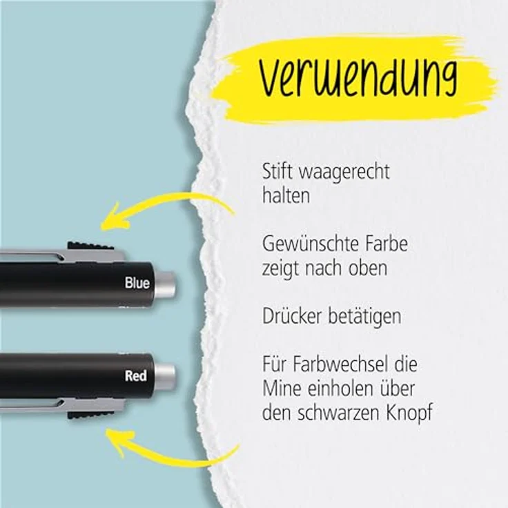 ONLINE Multipen 4-in-1, Multifunktionsstift aus Metall mit 3 Kugelschreiber-Minen in blau, schwarz und rot, Druckbleistift-Mine und Radiergummi, Farbe schwarz – Bild 5
