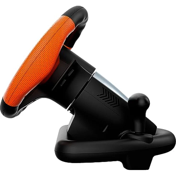 KROM K-Driver Multiplattform-Lenkrad und Pedalen-Set, Schalthebel und Schaltwippen am Lenkrad, Vibrationseffekt, kompatibel mit PC, PS3, PS4 und Xbox, Schwarz/Orange – Bild 3