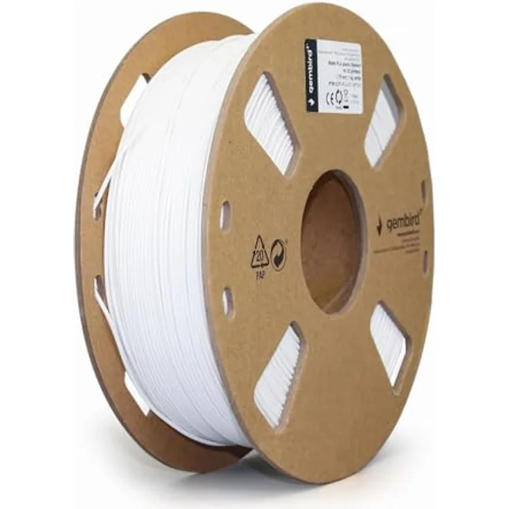 GEMBIRD3 Filament, matt PLA, weiß, 1,75 mm, 1 kg - Hochwertiges 3D-Druckmaterial