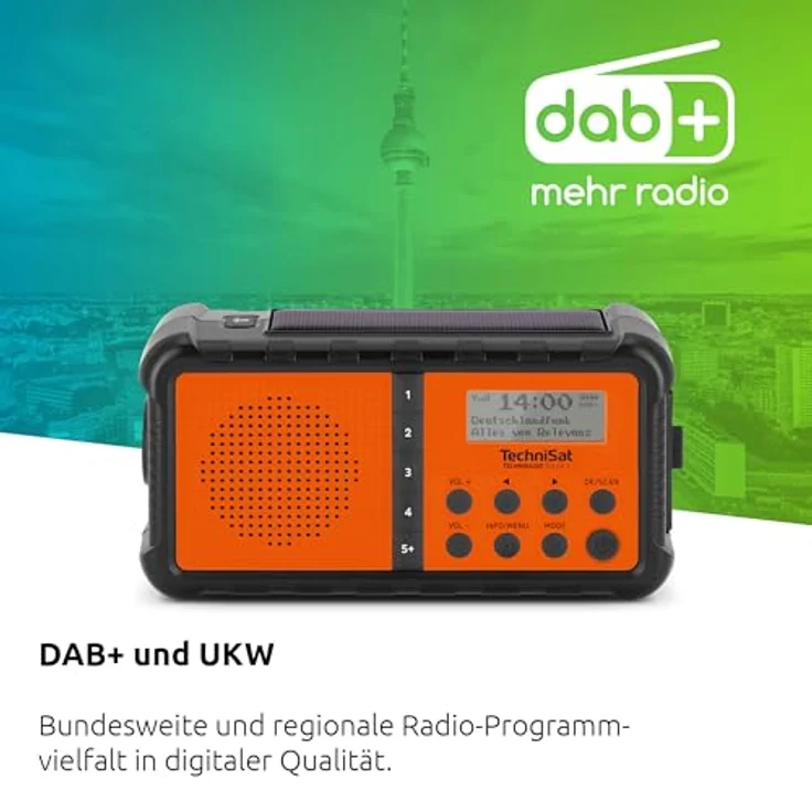 TechniSat TechniRadio Solar 2 sw/org (UKW, DAB+), Radio, Orange, Schwarz – Bild 3
