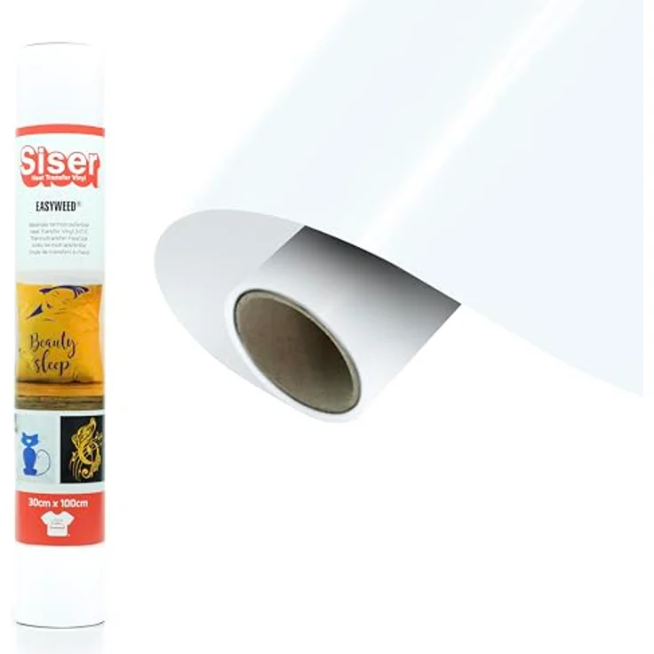 Siser Transferfolie, PVC-freie Folie für Cad-Cut Anwendungen, Schnittbreite 30 cm, Weiß, hohe Waschbeständigkeit – Bild 1
