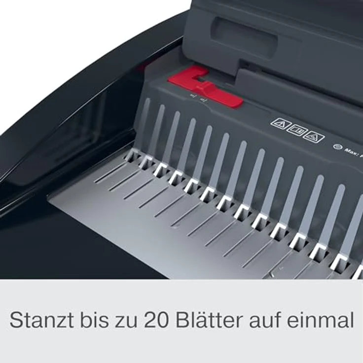 GBC CombBind CB20 Manuelles Bindegerät, bindet bis zu 240 A5/A4-Blätter, stanzt 20 Blätter, kompaktes Design, Schwarz/Silber – Bild 5