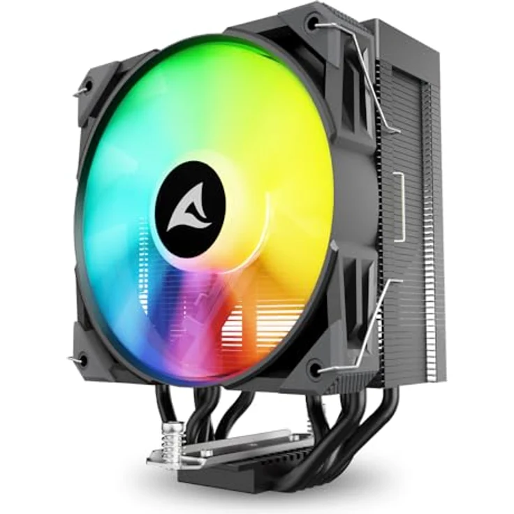 Sharkoon A50 RGB Black Air Cooler, CPU Kühler mit 230W TDP und variabler Lüftergeschwindigkeit, Schwarz – Bild 3