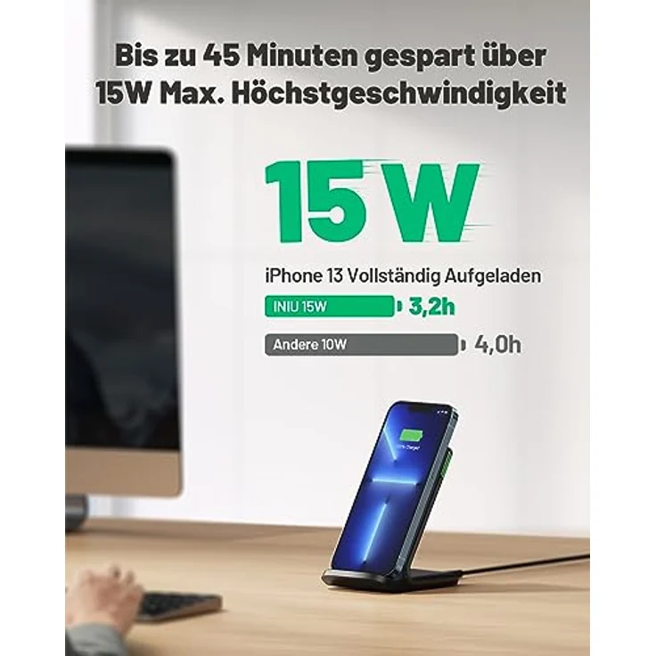 INIU Wireless Charger Stand, 15W Induktive Ladestation Schnelles Kabelloses Ladegerät Handy Ständer handyhalterung für iPhone 14 13 12 Pro Mini Max Xr Xs Samsung Galaxy S23 S22 S21 S20 Google Pixel LG – Bild 2