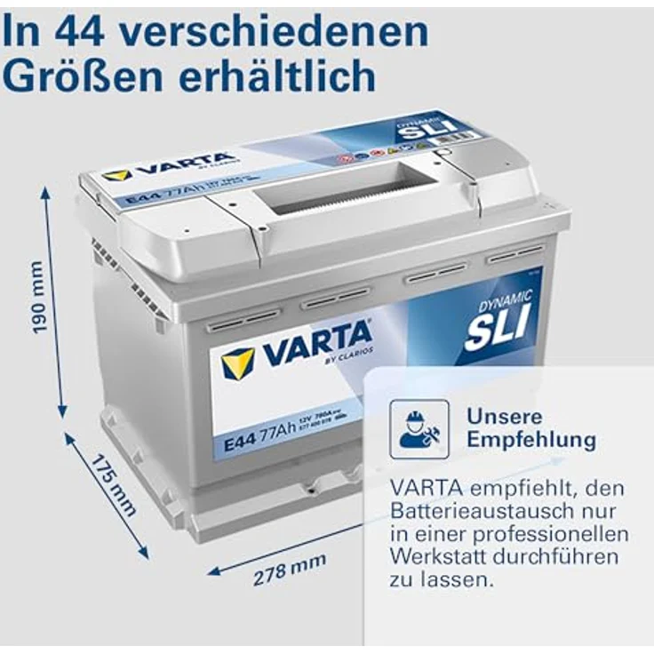 Varta E44 Silver Dynamic, 12V 77Ah 780A Autobatterie mit hoher Korrosionsbeständigkeit, One Size – Bild 6