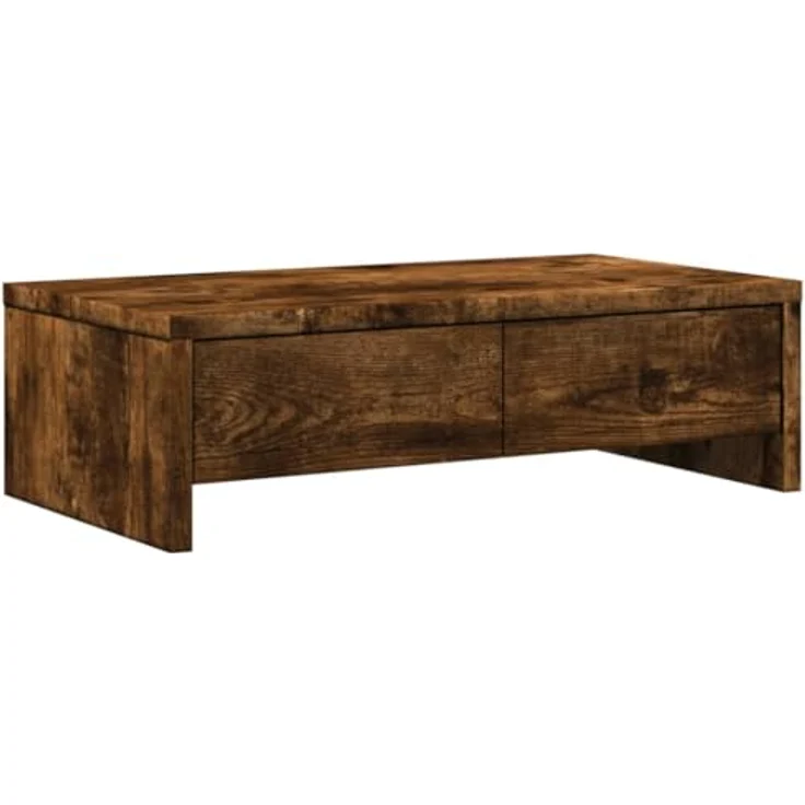 vidaXL Monitorständer mit Schubladen, Räuchereiche, 50x27x15 cm, langlebiger Holzwerkstoff, max. Belastbarkeit 25 kg, pflegeleicht – Bild 1