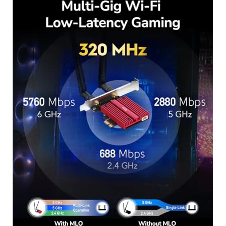 Cudy WiFi 7 BE9300 WE9300 PCIe WiFi Karte für PC, 6GHz Tri-Band Wireless Adapter, Intel BE200 Chipsatz, Bluetooth 5.4, WPA3, einfache Installation – Bild 3