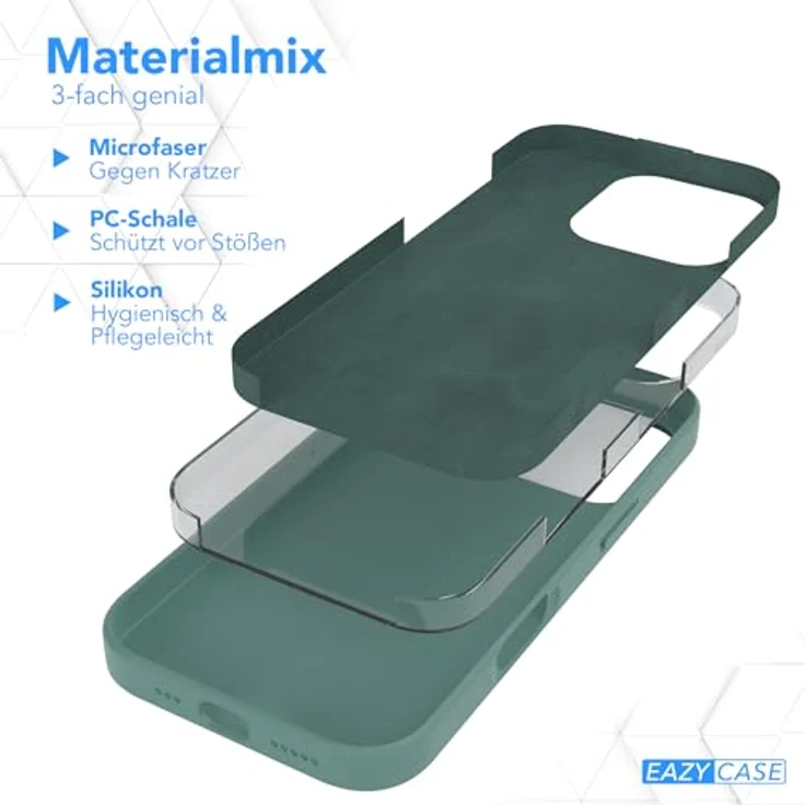 EAZY CASE Premium Silikonhülle kompatibel mit iPhone 16 Pro, Slimcover mit Kameraschutz und Innenfutter, Pinien Grün, kabelloses Laden, kratzresistent, 3-Schichten Aufbau – Bild 5