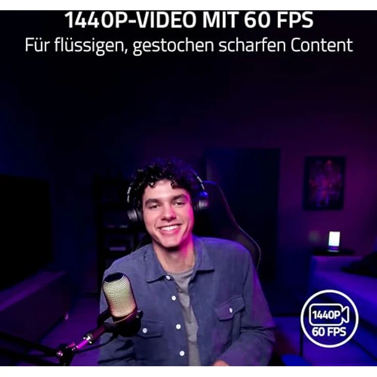 Razer Kiyo V2 X, Full-HD-Webcam 1080p, 60 FPS, Autofokus, Weitwinkel-Objektiv, integriertes Mikrofon, kompatibel mit OBS und Xsplit, Schwarz – Bild 2