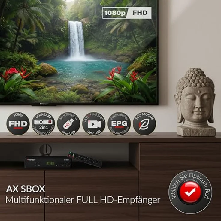 Anadol Opticum SBOX, Sat-Receiver HD, Media-Player 1080P Full-HD Digitalreceiver für Satellitenfernseher DVB-S/S2, Astra & Hotbird vorinstalliert + Anadol HDMI Kabel – Bild 8