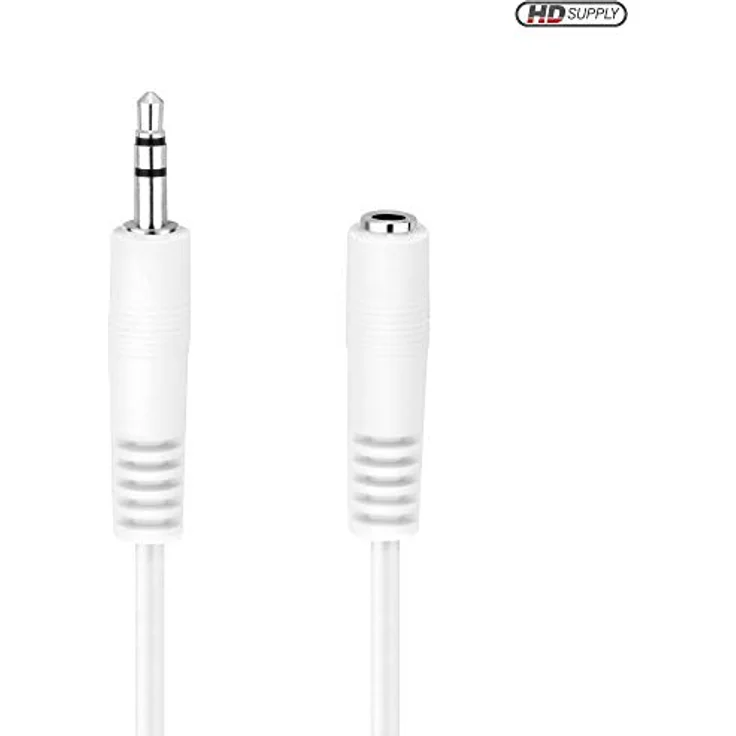 HDSupply AC016-020 Audio Stereo Verlängerungskabel 3,5mm Stecker auf 3,5mm Buchse, Ultra Slim Design, 2,00m, weiß – Bild 3