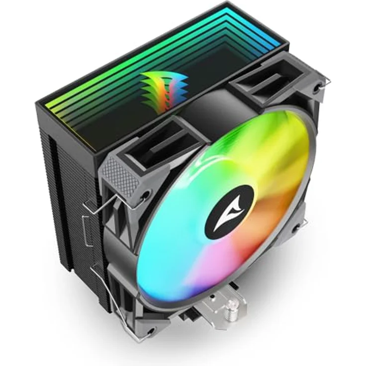 Sharkoon A40 RGB Black Air Cooler, CPU Kühler mit 121,55 m³/h Luftstrom und variabler Lüftergeschwindigkeit, Schwarz – Bild 7