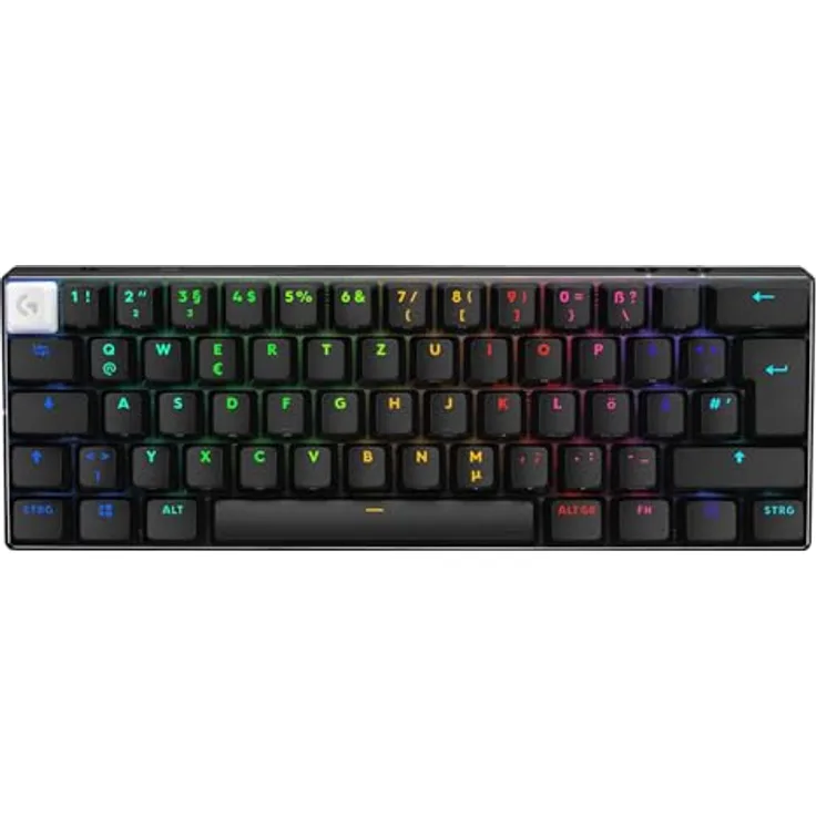Logitech G PRO X 60 LIGHTSPEED kabellose Gaming-Tastatur, ultra-kompakte mechanische 60%-TKL-Tastatur, LIGHTSYNC RGB, Doubleshot-PBT-Tastenkappen, optische taktile, Windows PC, QWERTZ DE - Schwarz